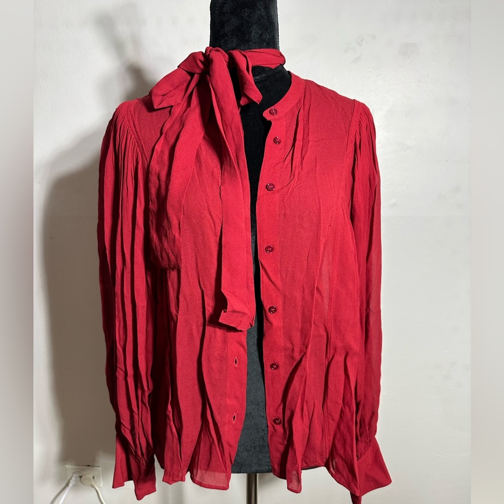 New without tags Zara red top with tie neck scarf